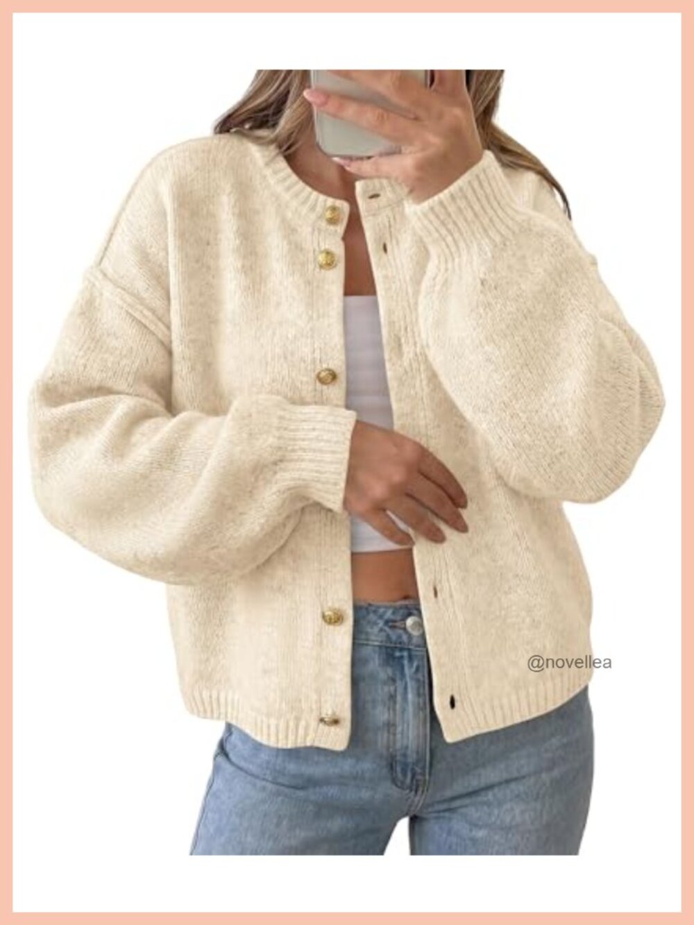 Oversized Chunky Knit Cardigan Sweater Button Front Lantern Sleeve Fall Layer